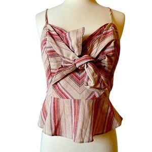 NWOT J.O.A. | Tan & Pink Striped Linen Camisole Top Size Medium